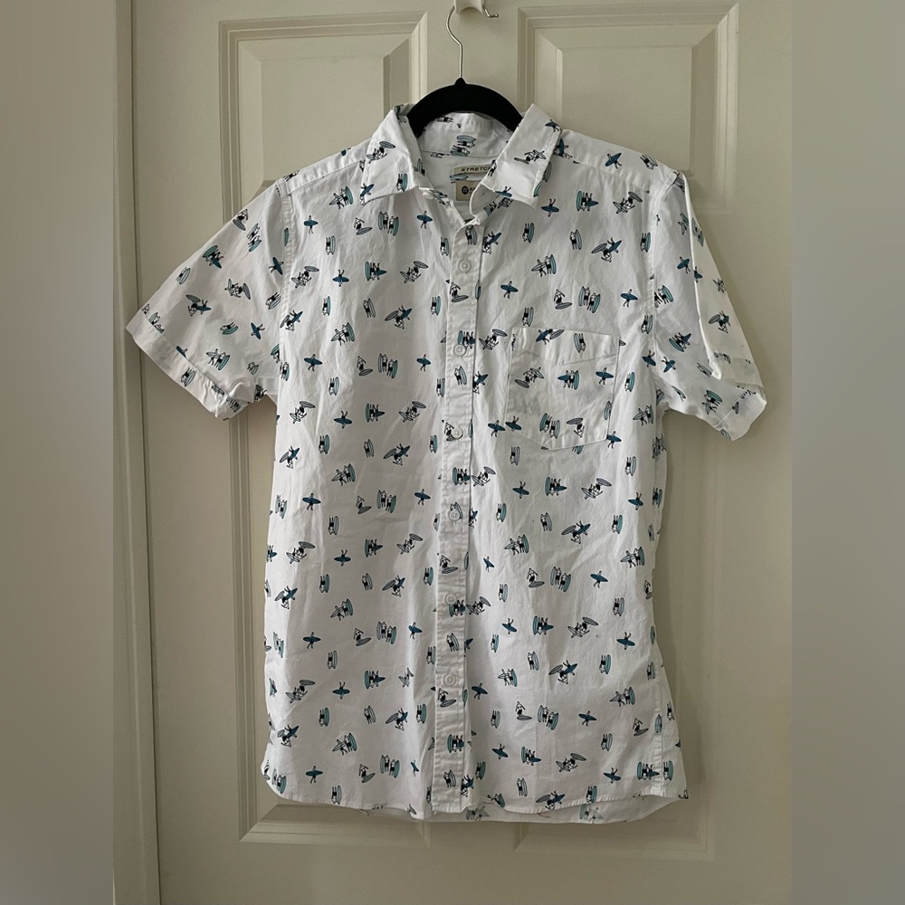 Men’s Haggar Clothing Stretch short sleeve button down shirt with surfers M